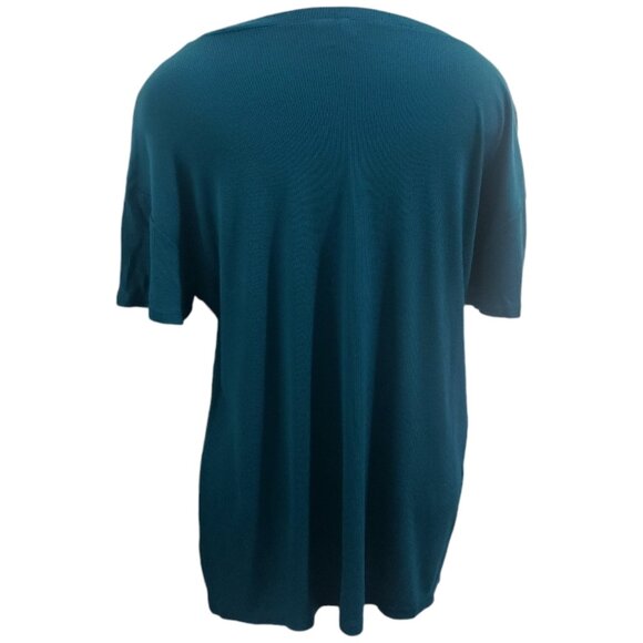 CT1819 Nordstrom Lightweight Short Sleeve Teal Ribbed Tee M - Picture 4 of 4